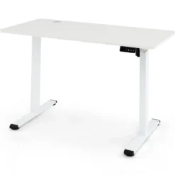 Elektrischer Stehschreibtisch höhenverstellbarer Schreibtisch mit Kopfhörerhaken ergonomischer Sitz-Steh-Schreibtisch Weiß