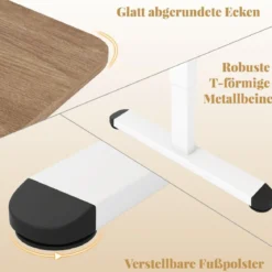 Elektrischer Stehschreibtisch 140 x 70 cm höhenverstellbarer Schreibtisch ergonomischer Sitz-Steh-Schreibtisch Beige/Braun/Natur