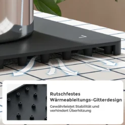 Elektrische Silikon Lebensmittel-Wärmematte mit Schneller Vollflächenheizung Rollbarer Schwarz 64 x 41 x 2 cm