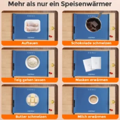 Elektrische Speisewärmungsmatte rollbare Silikon Warmhalteplatte mit einstellbarer Temperatur Blau