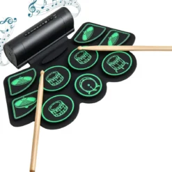 Elektrisches Schlagzeug mit 9 Pads Aufrollbares Schlagzeug-Übungspad mit 2 Stereolautsprechern