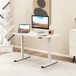 Elektrisches Stehpult ergonomischer Computertisch verstellbarer PC-Tisch Weiß