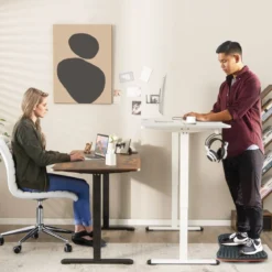 Elektrisches Stehpult ergonomischer Computertisch verstellbarer PC-Tisch Weiß