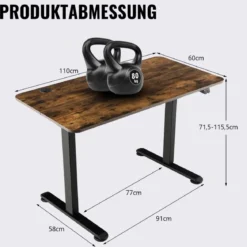Elektrisches Stehpult Ergonomischer Computertisch verstellbarer PC-Tisch Braun