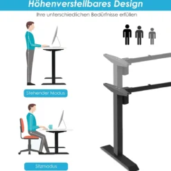 Elektrisches Stehpultgestell höhenverstellbar Tischgestell Pultgestell Schwarz