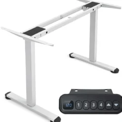 Elektrisches zweimotoriges Tischgestell mit höhenverstellbarer Sockel 109-151 x 59 x 70-120 cm Weiß