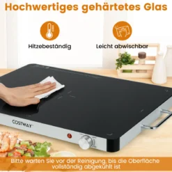 Elektrische Warmhalteplatte mit Einstellbarer Temperatur 30℃-120℃ & Gehärtete Glas