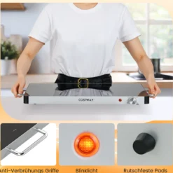 Elektrische Warmhalteplatte mit Einstellbarer Temperatur 30℃-120℃ & Gehärtete Glas