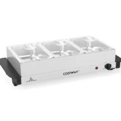 Elektrische Warmhalteplatte mit 3 Abnehmbaren Schalen Edelstahl Speisewärmer Buffetwärmer
