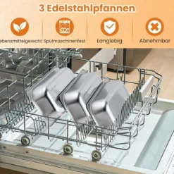 Elektrische Warmhalteplatte mit 3 Abnehmbaren Schalen Edelstahl Speisewärmer Buffetwärmer