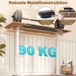 Elektrisch Höhenverstellbarer Schreibtisch mit Stabilem Metallgestell 160 x 60 cm Natur