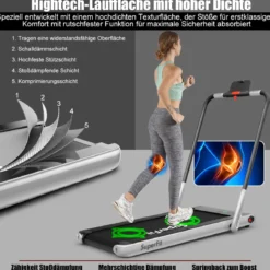 Elektrisch Laufband einstellbare Geschwindigkeit Fernbedienung Bluetooth Faltfunktion Silber