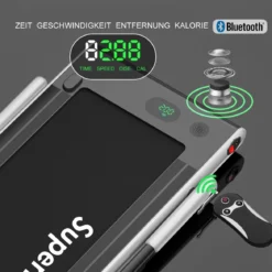 Elektrisch Laufband einstellbare Geschwindigkeit Fernbedienung Bluetooth Faltfunktion Silber