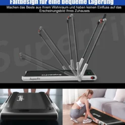 Elektrisch Laufband einstellbare Geschwindigkeit Fernbedienung Bluetooth Faltfunktion Silber