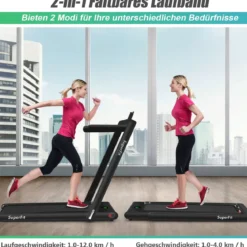 Elektrisch Laufband Heimtrainer Fitnessgerät Display 1-12 km/h Fernbedienung Schwarz