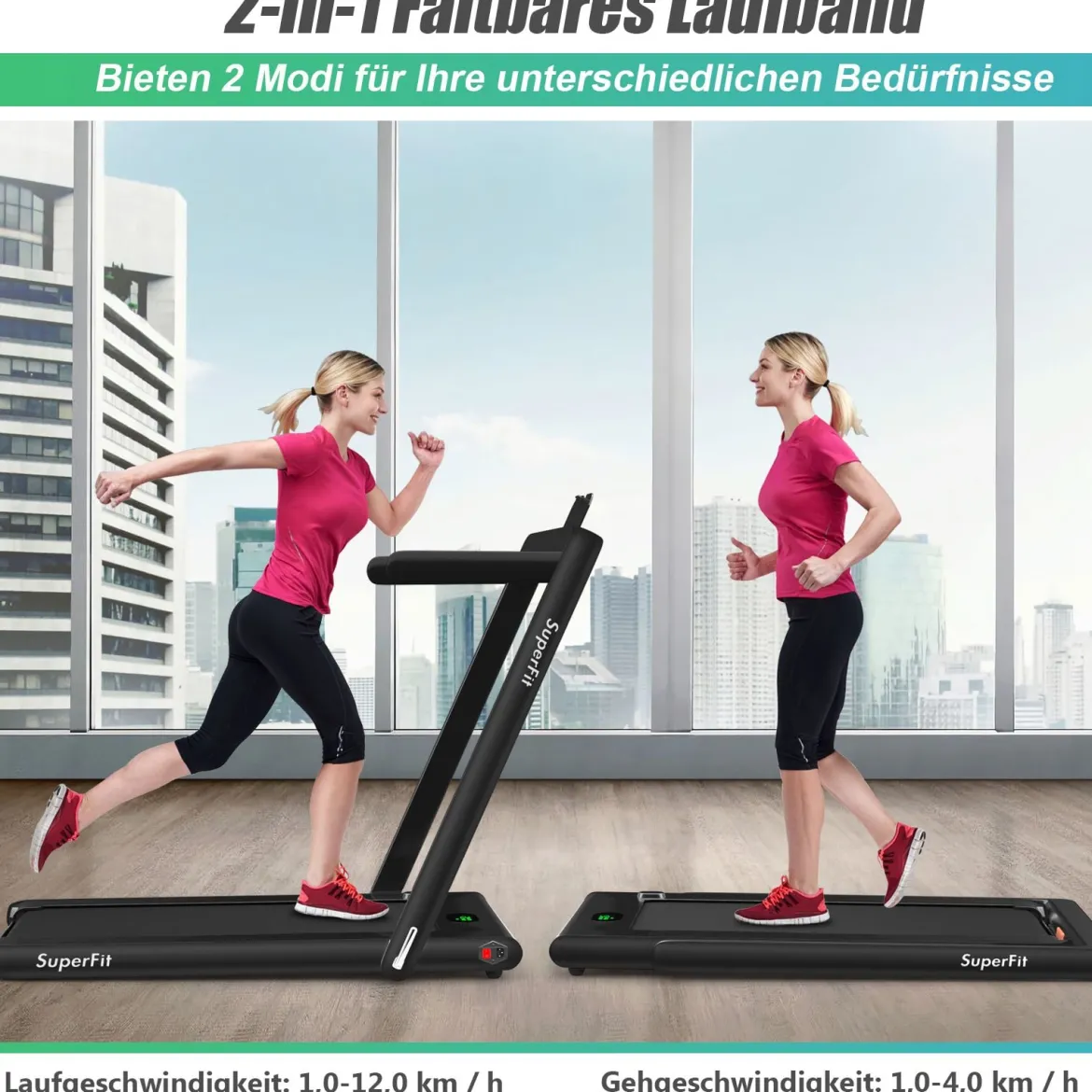 Elektrisch Laufband Heimtrainer Fitnessgerät Display 1-12 km/h Fernbedienung Schwarz
