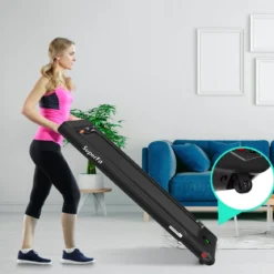 Elektrisch Laufband Heimtrainer Fitnessgerät Display 1-12 km/h Fernbedienung Schwarz