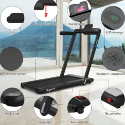 Elektrisch Laufband Heimtrainer Fitnessgerät Display 1-12 km/h Fernbedienung Schwarz