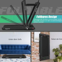 Elektrisch Laufband Heimtrainer Fitnessgerät Display 1-12 km/h Fernbedienung Schwarz