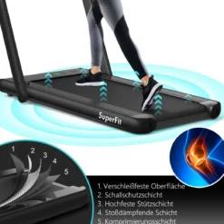 Elektrisch Laufband Heimtrainer Fitnessgerät Display 1-12 km/h Fernbedienung Schwarz