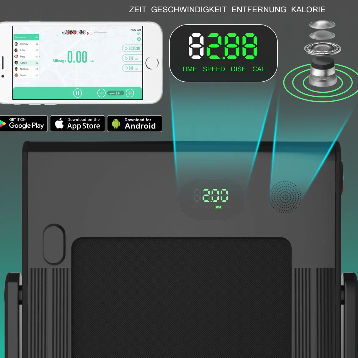 Elektrisch Laufband Heimtrainer Fitnessgerät Display 1-12 km/h Fernbedienung Schwarz