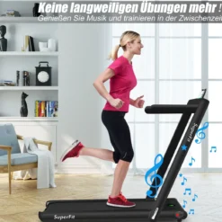 Elektrisch Laufband Heimtrainer Fitnessgerät Display 1-12 km/h Fernbedienung Schwarz