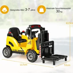 Elektro-Gabelstapler Kinderfahrzeug mit Fernsteuerung & Gangschaltern Gelb