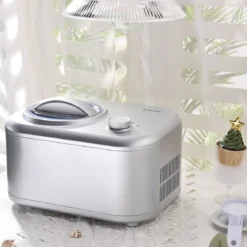 Elektronische Eismaschine 100W tragbare hausgemachte Dessert-Maschine mit 3 Betriebsmodi Eismaschine Silber