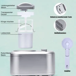 Elektronische Eismaschine 100W tragbare hausgemachte Dessert-Maschine mit 3 Betriebsmodi Eismaschine Silber