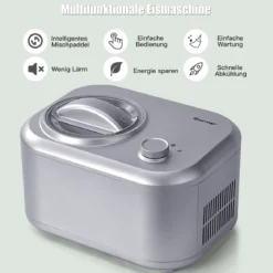 Elektronische Eismaschine 100W tragbare hausgemachte Dessert-Maschine mit 3 Betriebsmodi Eismaschine Silber