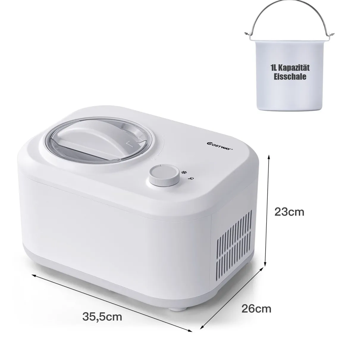Elektronische Eismaschine 100W automatische Eismaschine mit eingebautem Kompressor Eismaschine Weiß