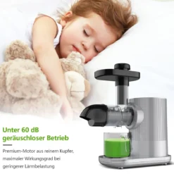 Entsafter langsamer Entsafter Elektisch Entsafter rutschfest Saftpresse Fruchtpresse Edelstahl Silber