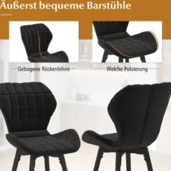 2er Barhocker Set mit Rückenlehne & Fußstütze Gepolsterte Barstühle Modern Esszimmerstuhl