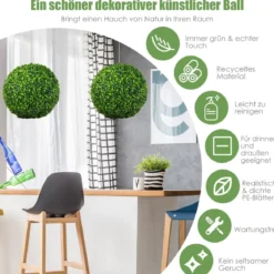 2er Buchsbaumkugel Buchsbaum Kugel UV-beständig Formschnitt Kunstpflanze Dekopflanze