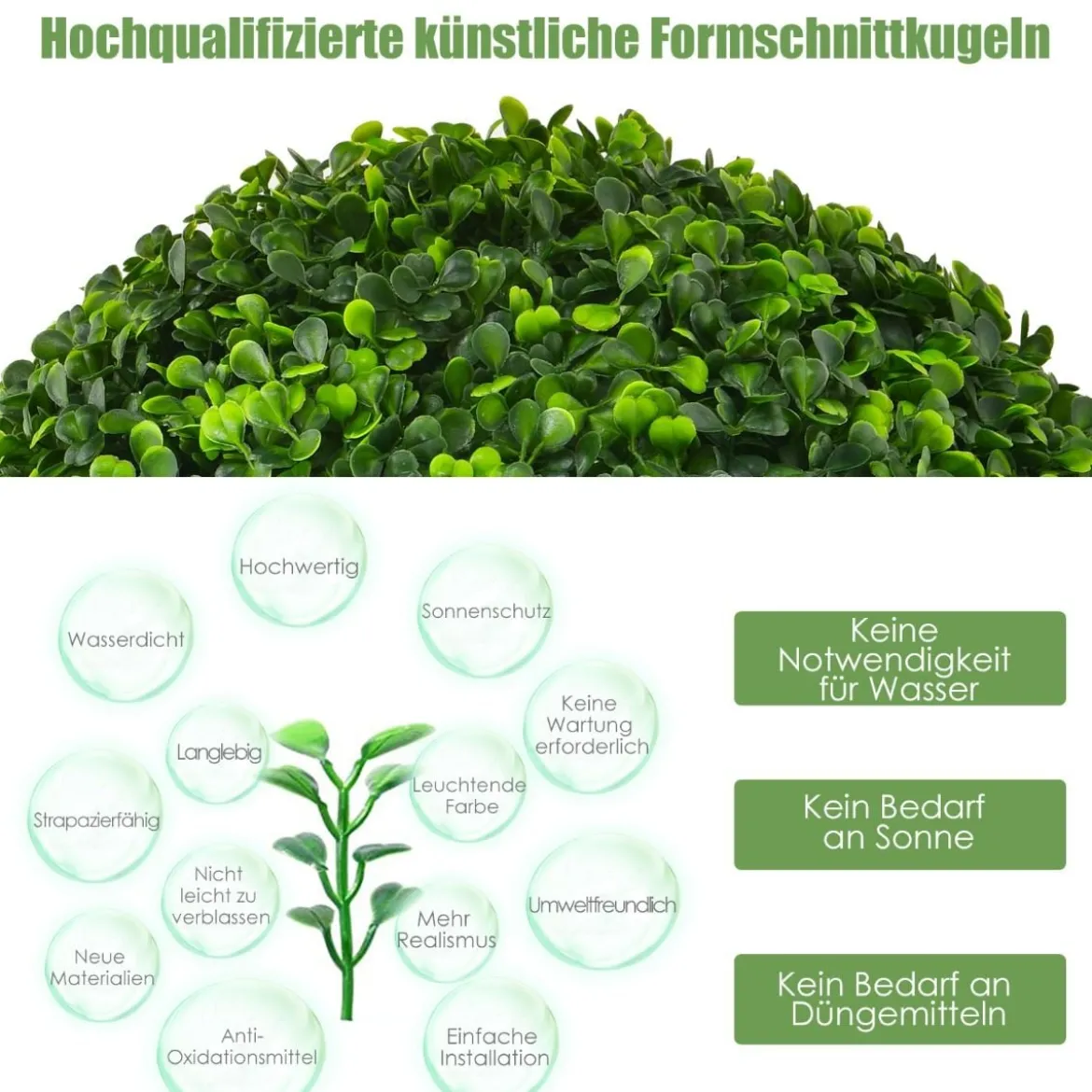 2er Buchsbaumkugel Buchsbaum Kugel UV-beständig Formschnitt Kunstpflanze Dekopflanze