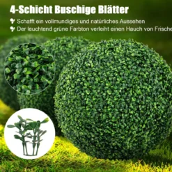 2er Buchsbaumkugel Buchsbaum Kugel UV-beständig Formschnitt Kunstpflanze Dekopflanze Dunkelgrün