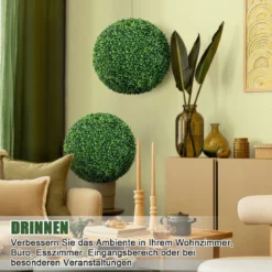 2er Buchsbaumkugel Buchsbaum Kugel UV-beständig Formschnitt Kunstpflanze Dekopflanze Dunkelgrün