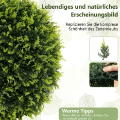 2er Buchsbaumkugel 52 cm Buchsbaum Kugel Zedern UV-beständig Formschnitt Kunstpflanze Grün