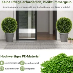 2er Buchsbaumkugel 52 cm Buchsbaum Kugel Zedern UV-beständig Formschnitt Kunstpflanze Grün