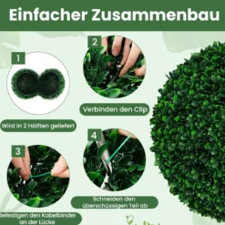 2er Buchsbaumkugel 52 cm Buchsbaum Kugel UV-beständig Formschnitt Kunstpflanze Dunkelgrün