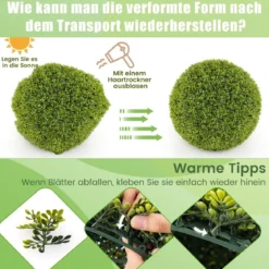 2er Buchsbaumkugel 39/50 cm Buchsbaum Kugel UV-beständig dekorative Kugelpflanzen für Haus