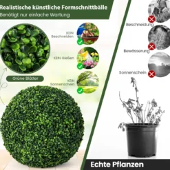 2er Buchsbaumkugel 48 cm Buchsbaum Kugel UV-beständig Formschnitt Künstliche Pflanze Kugelpflanzen
