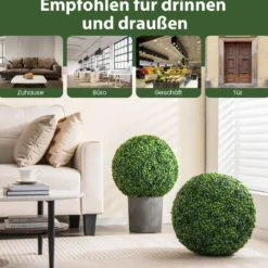 2er Buchsbaumkugel 48 cm Buchsbaum Kugel UV-beständig Formschnitt Künstliche Pflanze Kugelpflanzen