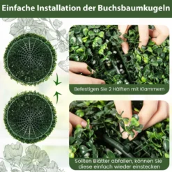 2er Buchsbaumkugel 48 cm Buchsbaum Kugel UV-beständig Formschnitt Künstliche Pflanze Kugelpflanzen