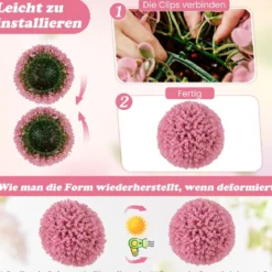2er Buchsbaumkugel 44 cm Kunstpflanze Eukalyptus Buchsbaum Kugel Graskugel Pflanzenkugel Rosa