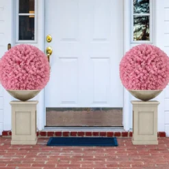 2er Buchsbaumkugel 44 cm Kunstpflanze Eukalyptus Buchsbaum Kugel Graskugel Pflanzenkugel Rosa