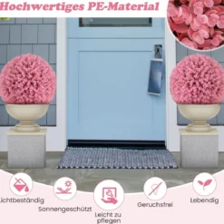 2er Buchsbaumkugel 44 cm Kunstpflanze Eukalyptus Buchsbaum Kugel Graskugel Pflanzenkugel Rosa