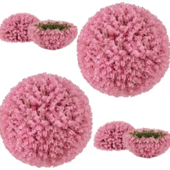 2er Buchsbaumkugel 44 cm Kunstpflanze Eukalyptus Buchsbaum Kugel Graskugel Pflanzenkugel Rosa