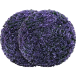 2er Buchsbaumkugel Kunstlavendel UV-beständige Kunstpflanze Blütenkugel Dekopflanze 38 cm