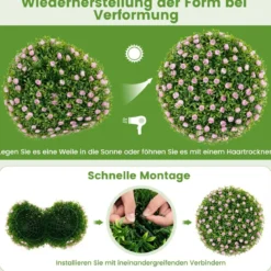 2er Buchsbaumkugel UV-beständige Dekokugeln Formschnitt Kunstpflanze Dekopflanze Ø37 cm